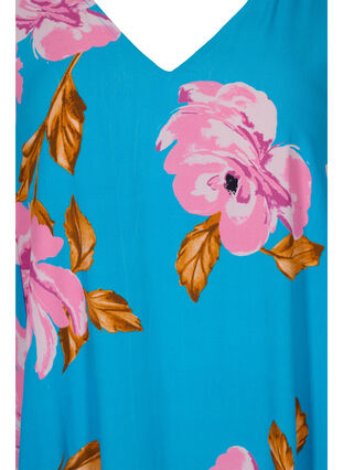 Robe midi en viscose avec imprimé floral, Blue Pink Flower, Packshot image number 2