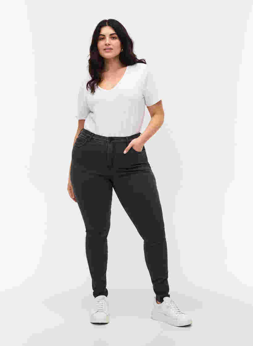 super slim fit Amy jeans met hoge taille, Grey Denim, Model