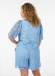 Short en dentelle taille haute avec poches, Bleu, Model image number 2