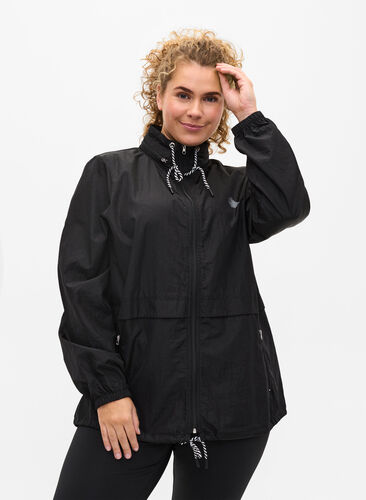 Veste de sport avec fermeture éclair et capuche, Black, Model image number 0