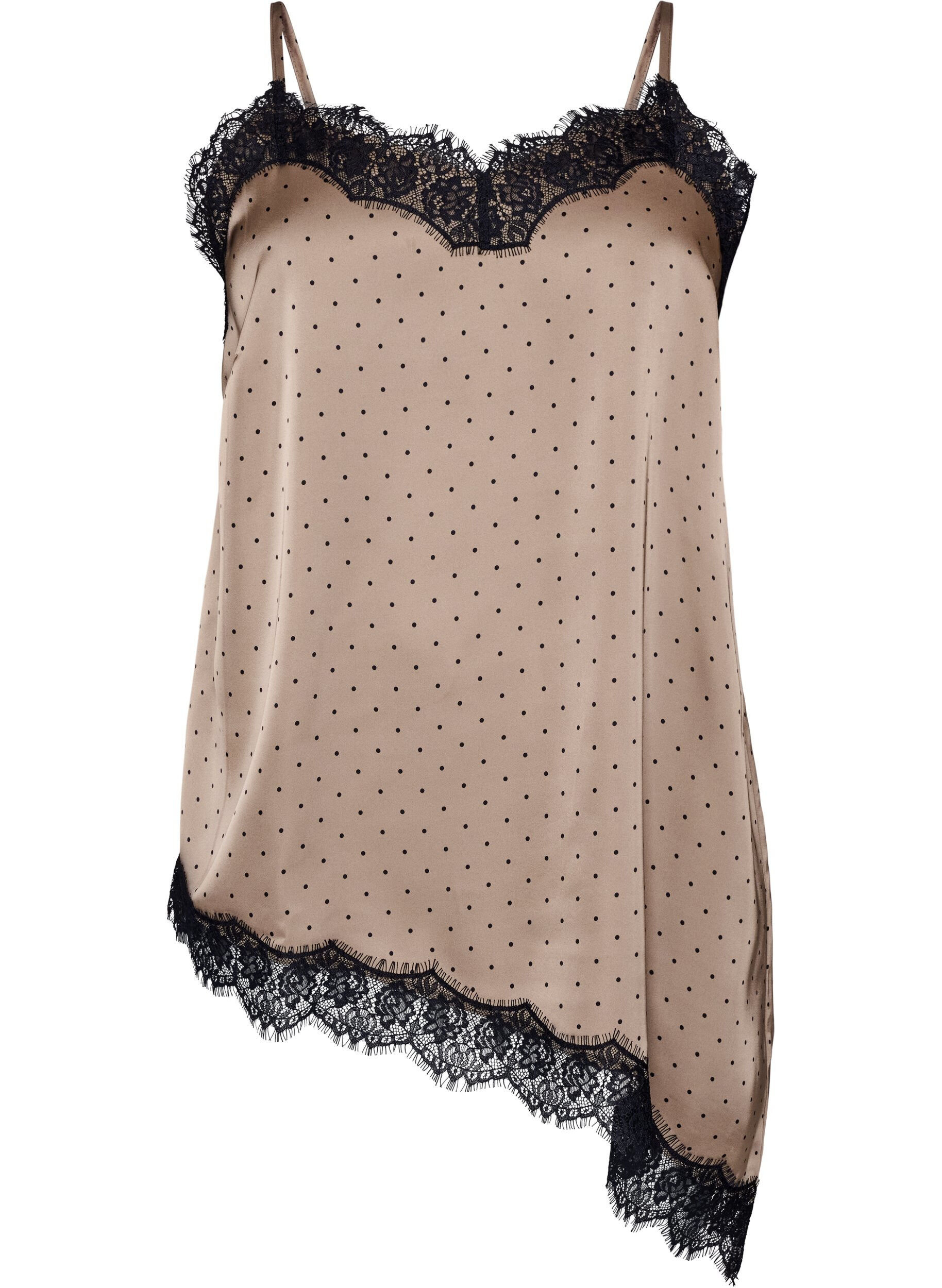 Top met bandjes en een kanten asymmetrische zoom