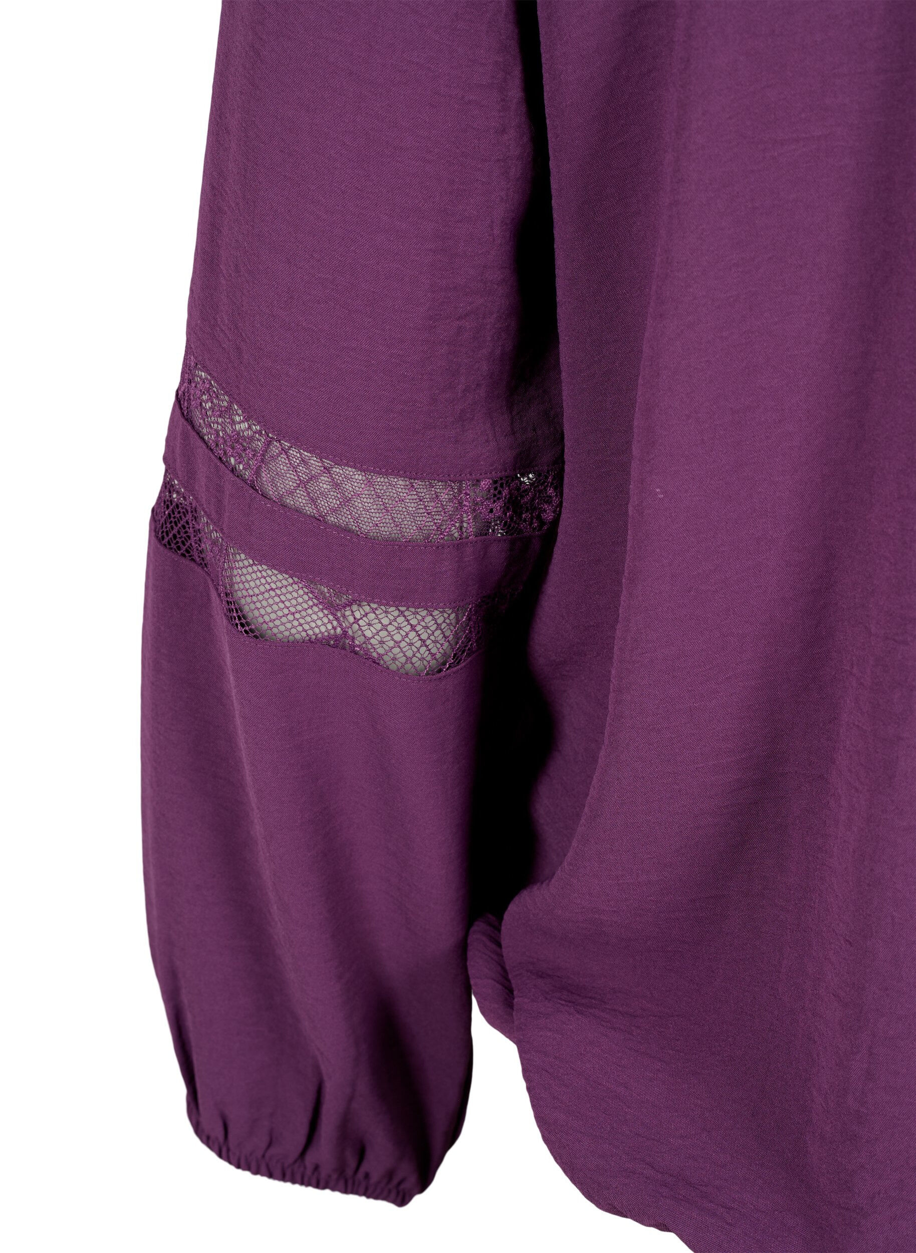 Zizzi Blouse &agrave; manches longues avec de la dentelle, Deep Purple, Packshot image number 3