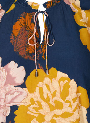 Blouse en viscose à manches courtes avec imprimé floral, Navy Blazer Flower, Packshot image number 2