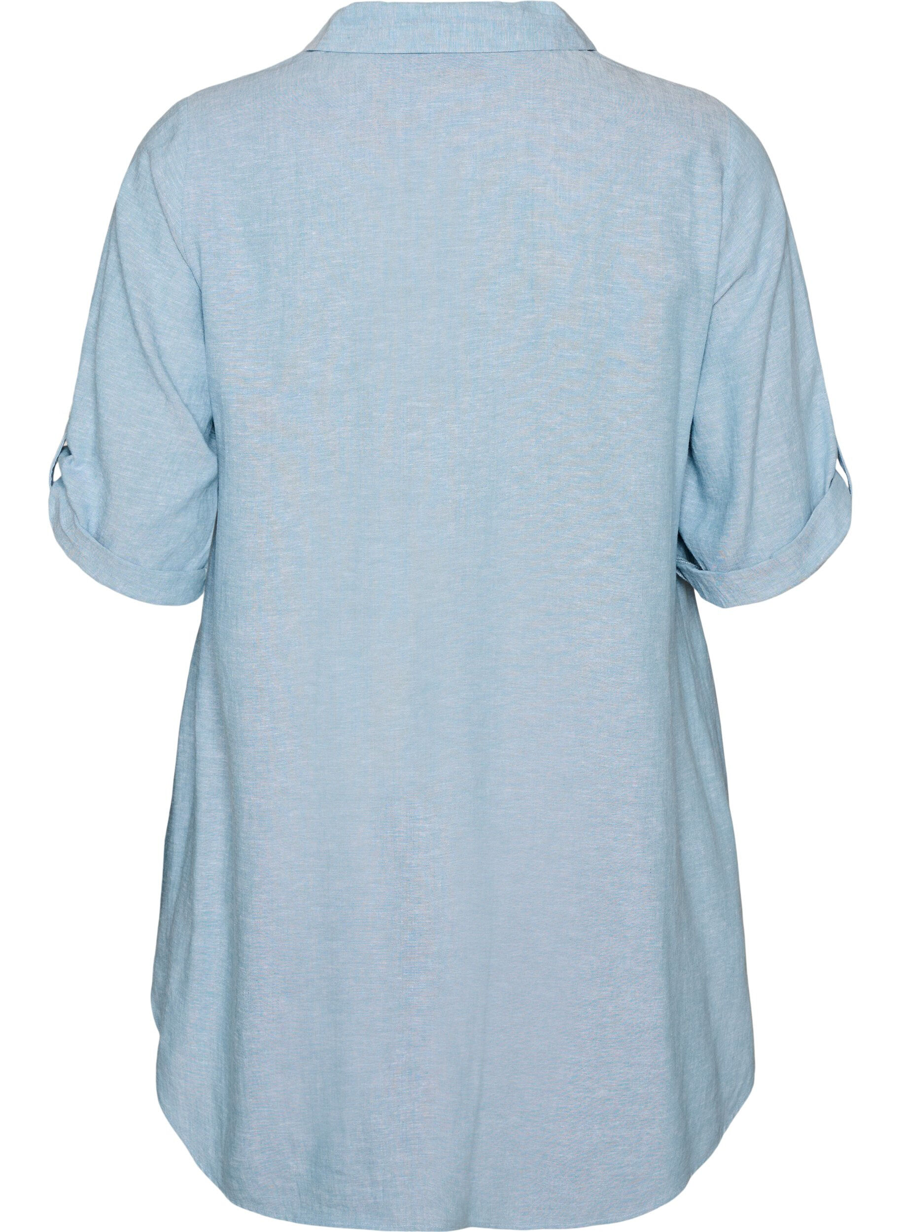 ZizziTuniek van linnen en viscose met A-vorm, Blauw, Packshot image number 1