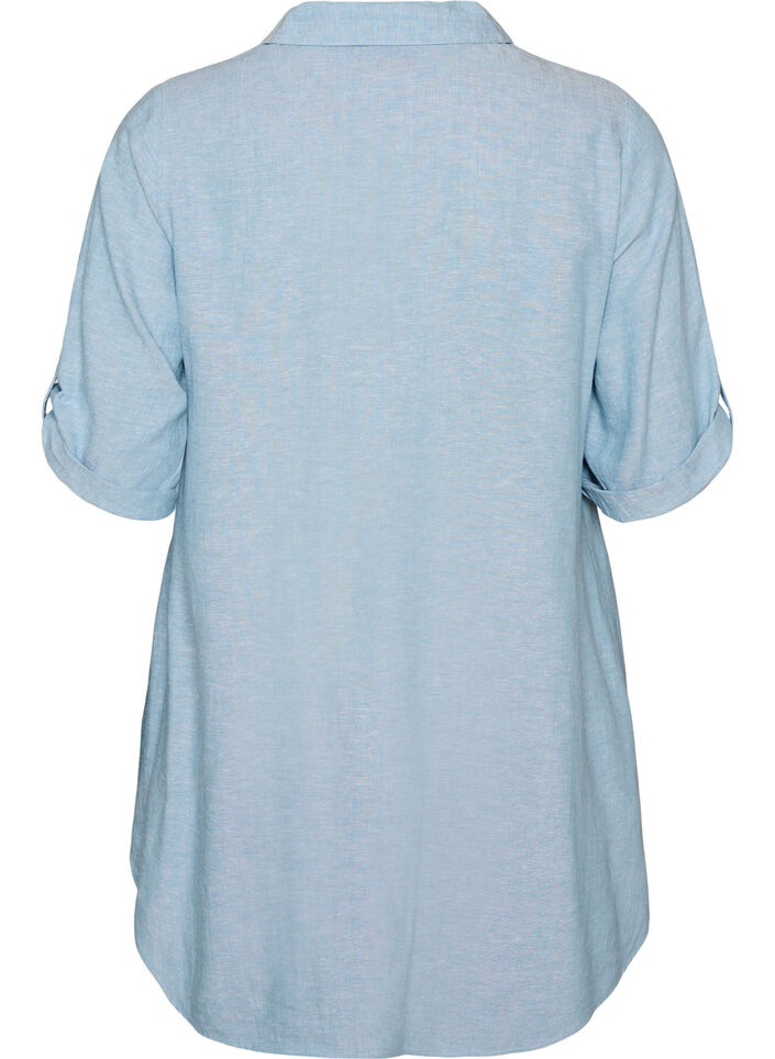 Tuniek van linnen en viscose met A-vorm, Blauw, Packshot image number 1