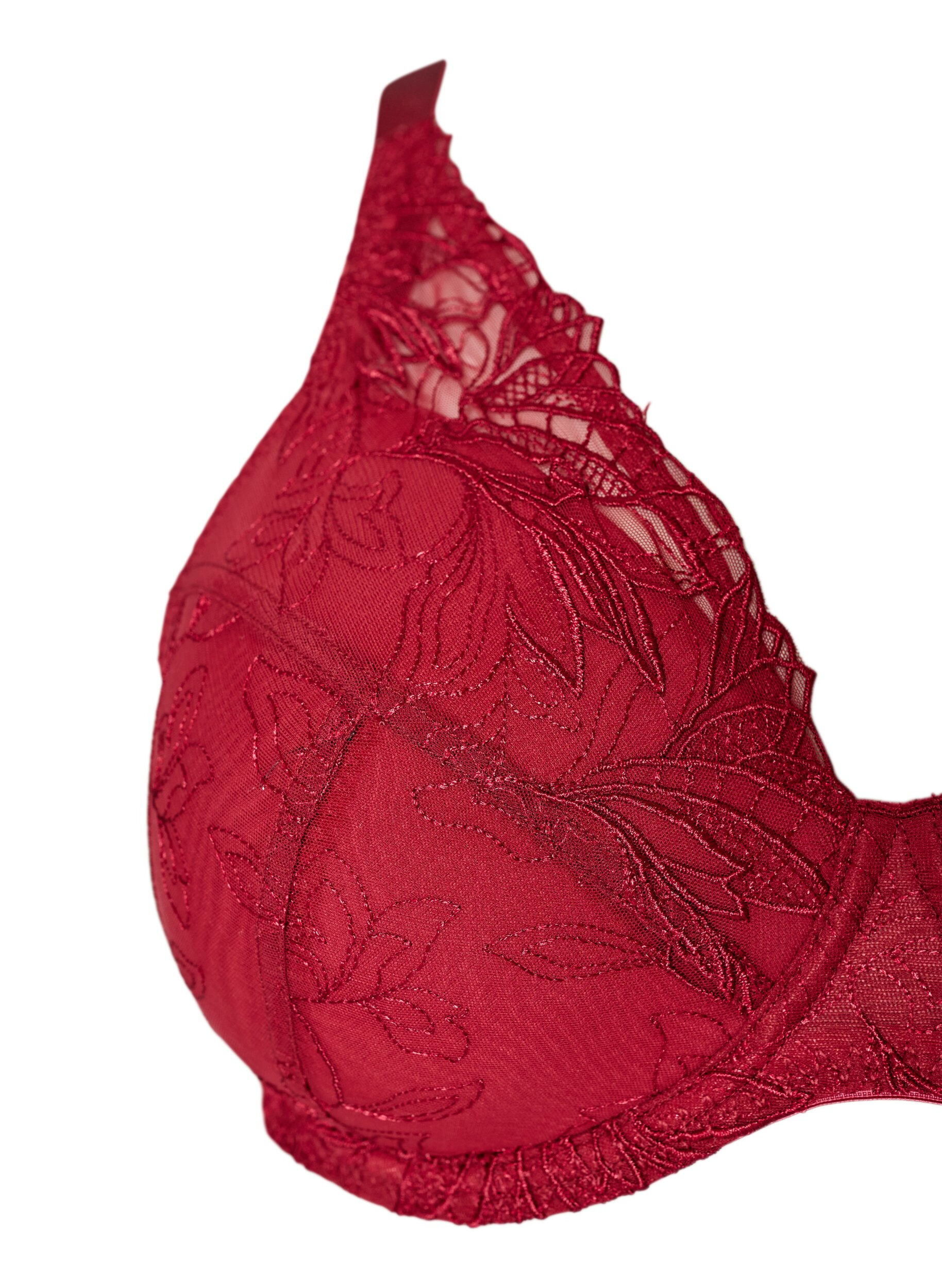 ZizziSoutien-gorge rembourr&eacute; en dentelle avec armatures, Rouge, Packshot image number 2