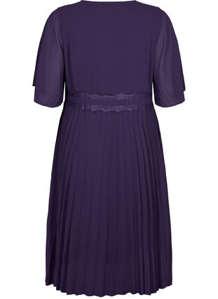 Robe plissée à manches courtes, Purple Velvet, Packshot image number 1