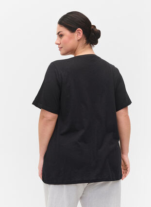 T-shirt en coton à manches courtes, Black, Model image number 1