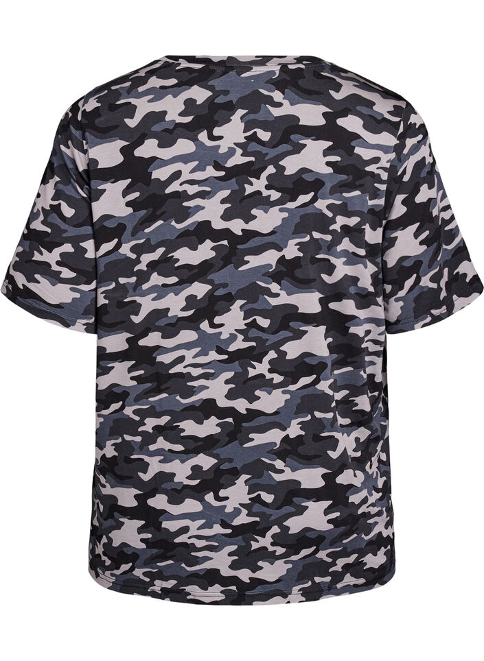 T-shirt avec TENCEL&trade; Lyocell et impression camouflage, Gris, Packshot image number 1