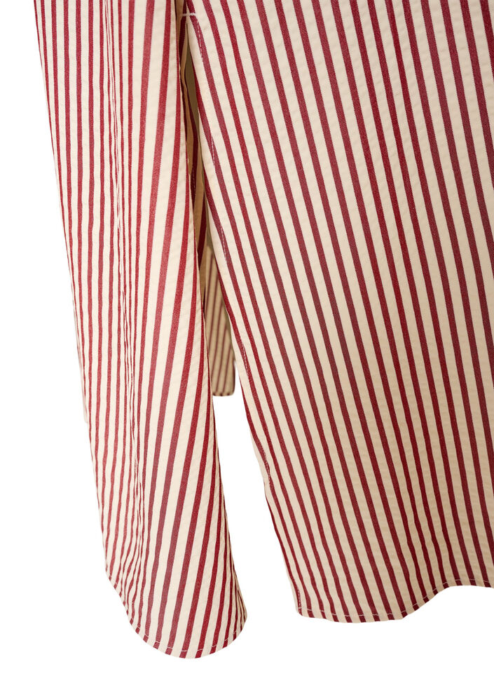Enkellange overhemdjurk met strikceintuur en strepen, Rood, Packshot image number 3