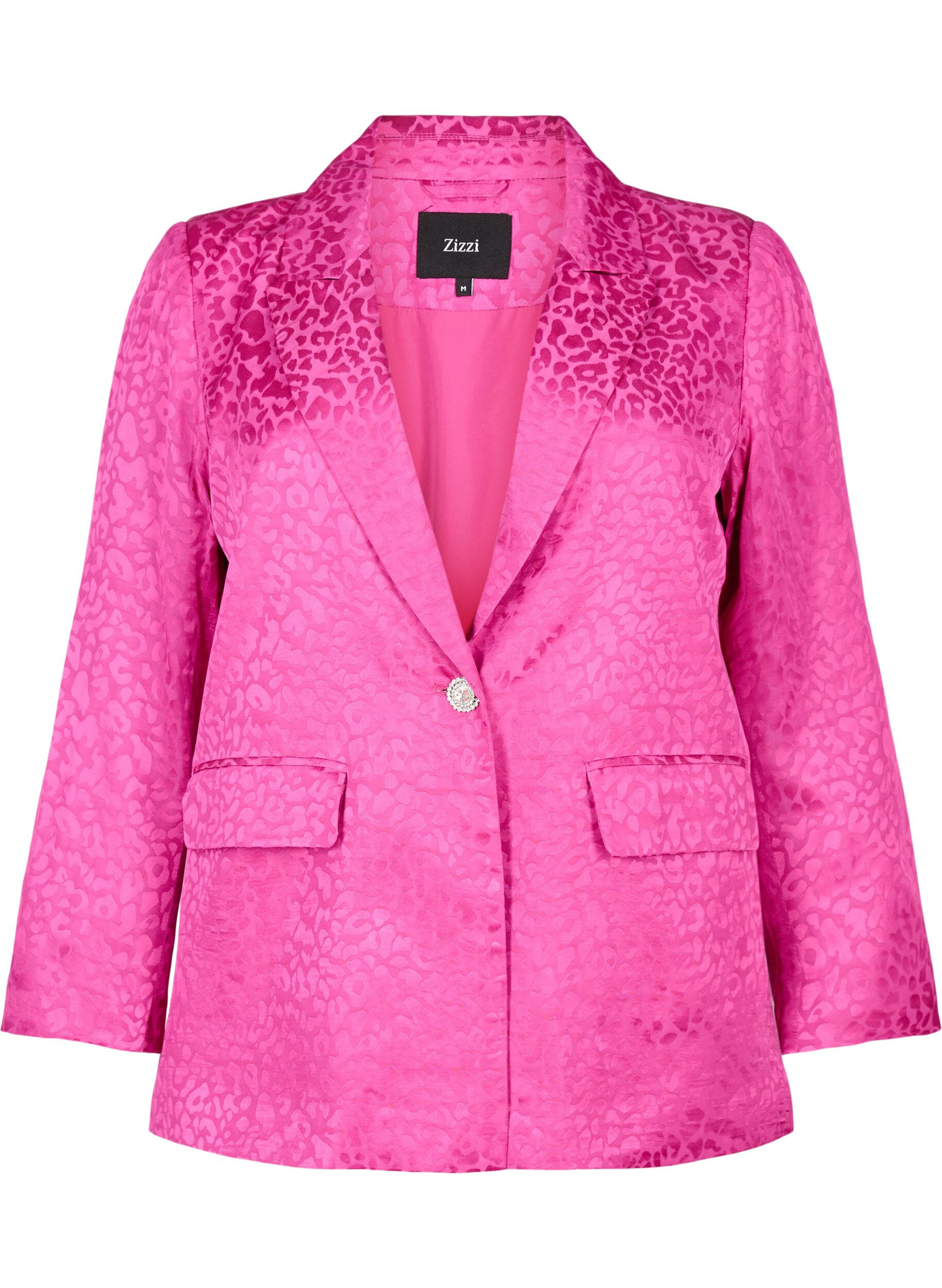 Zizzi Blazer jacquard ton sur ton en viscose, Rose Violet, Packshot image number 0