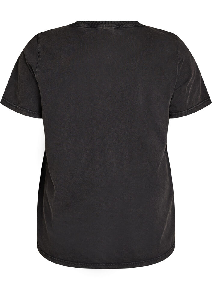 Grafisch T-shirt van biologisch katoen, Zwart, Packshot image number 1