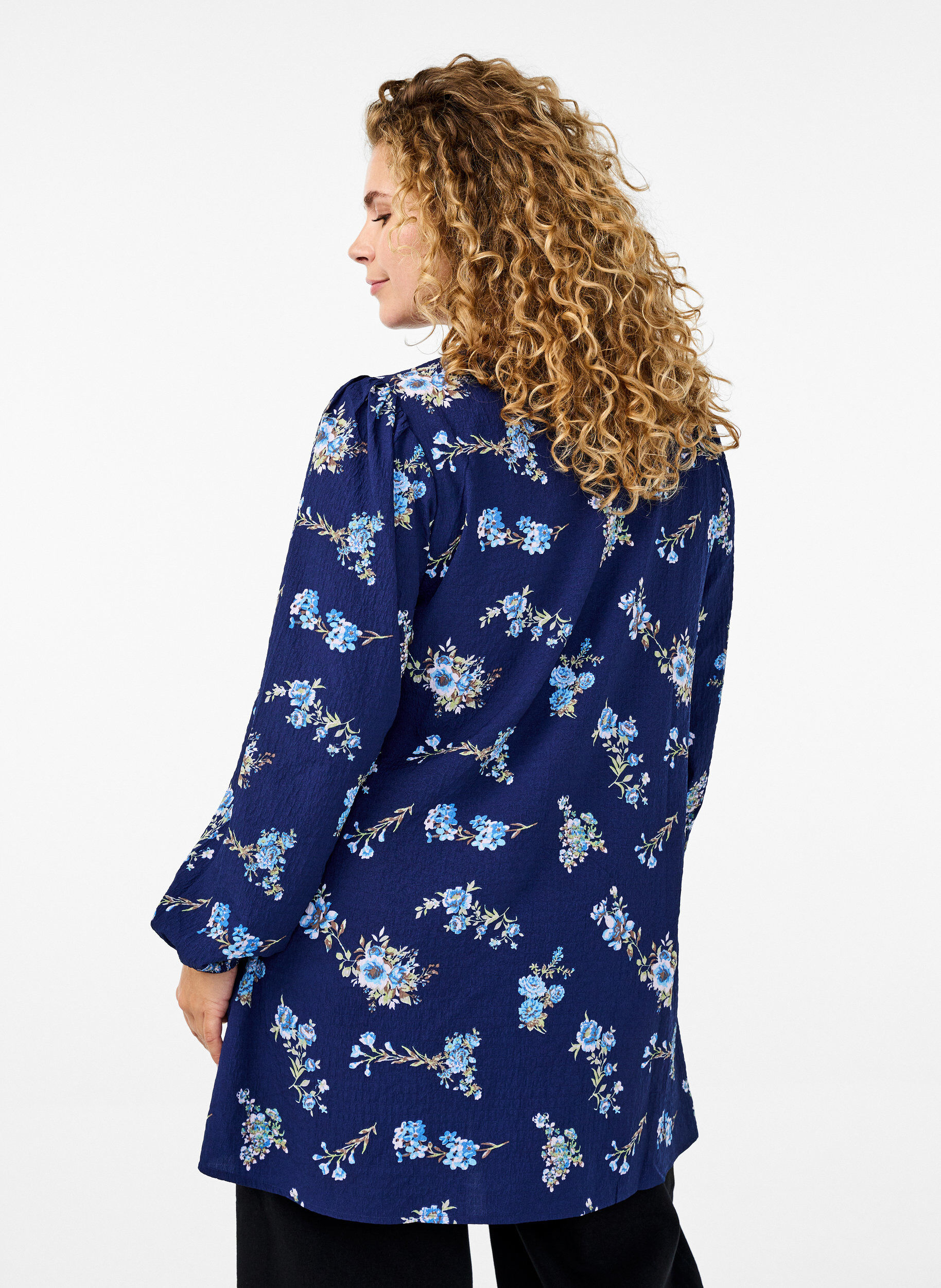 ZizziFLASH - Tuniek met lange mouwen en een ronde hals, Blauw, Model image number 2