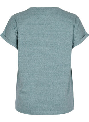 Gemêleerd t-shirt in katoen, Sea Pine mel, Packshot image number 1