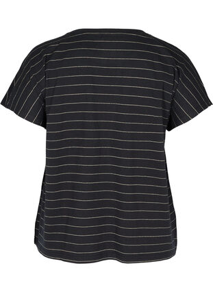T-shirt en coton à rayures scintillantes, Black w Gold , Packshot image number 1