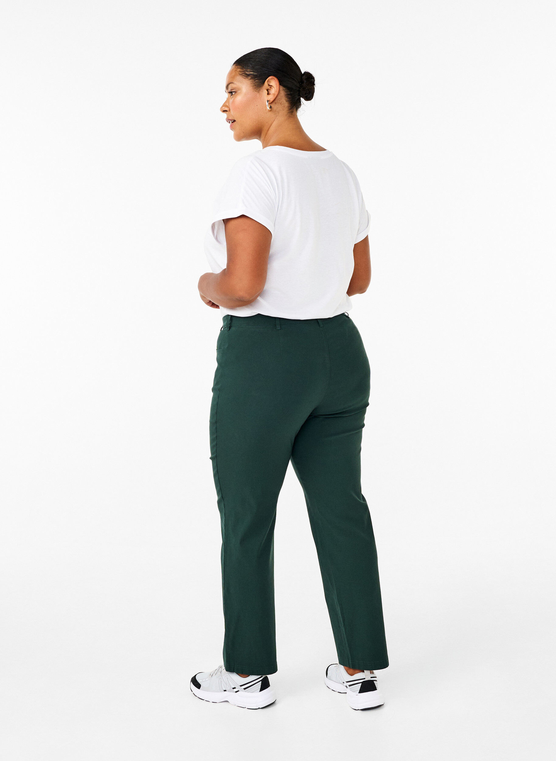 ZizziKlassieke broek van viscosemix, Groen, Model image number 1