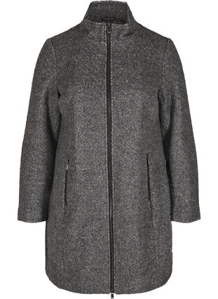 Manteau avec laine et fermeture éclair, Dark Grey Melange, Packshot image number 0