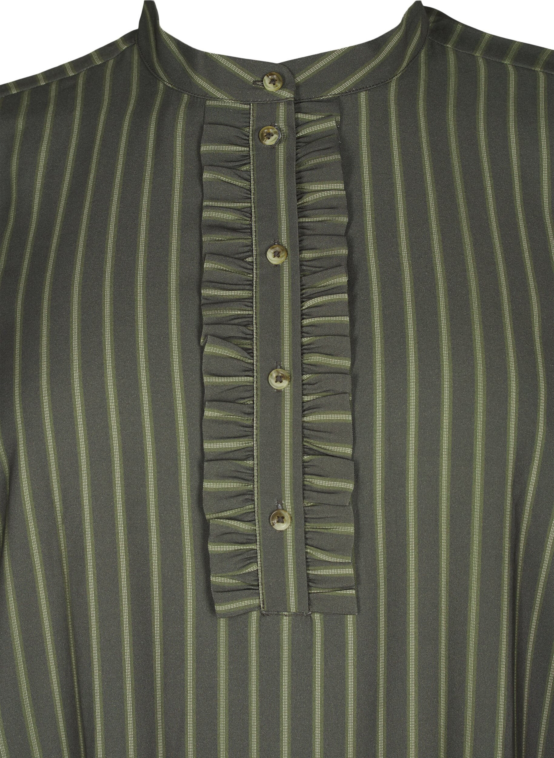 Zizzi Robe courte &agrave; rayures et jabot, Thyme Stripe AOP, Packshot image number 2