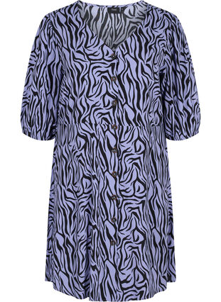 Robe avec boutons et manches 3/4, Blue Zebra, Packshot image number 0