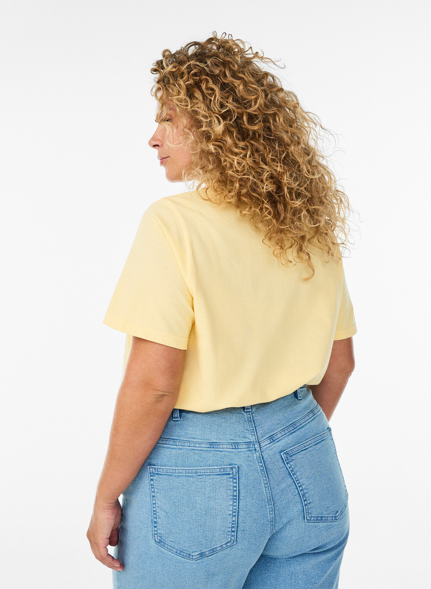 Zizzi Polo &agrave; manches courtes, Jaune clair, Model image number 2