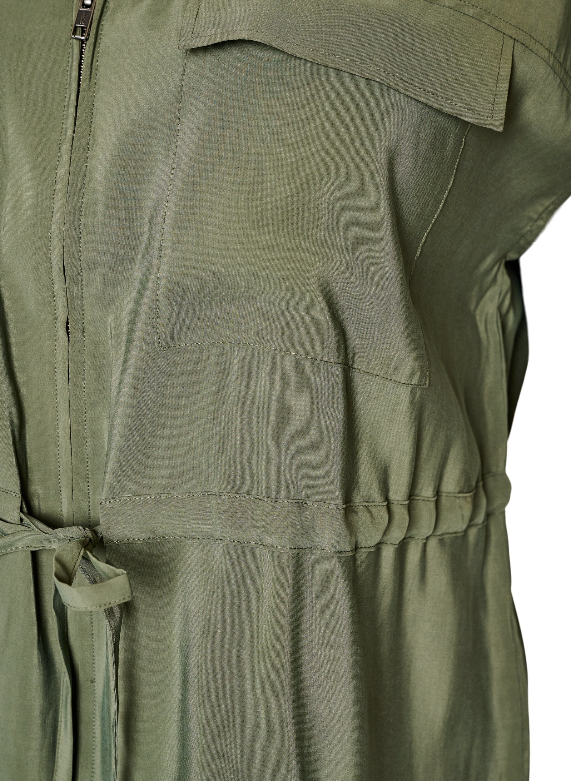 ZizziGilet en modal avec fermeture &eacute;clair et ceinture &agrave; nouer, Vert, Packshot image number 2