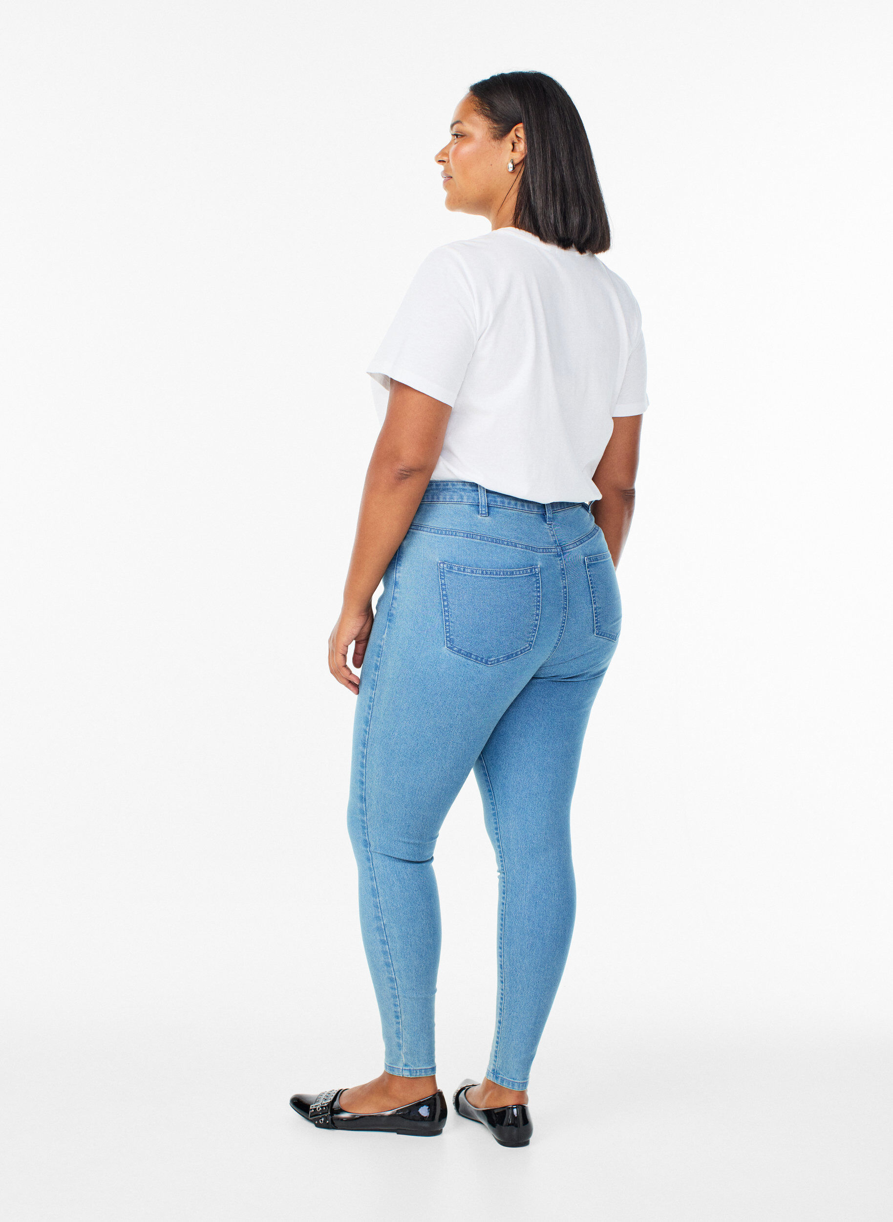 ZizziAmy super slim fit jeans met hoge taille, Blauw, Model image number 1