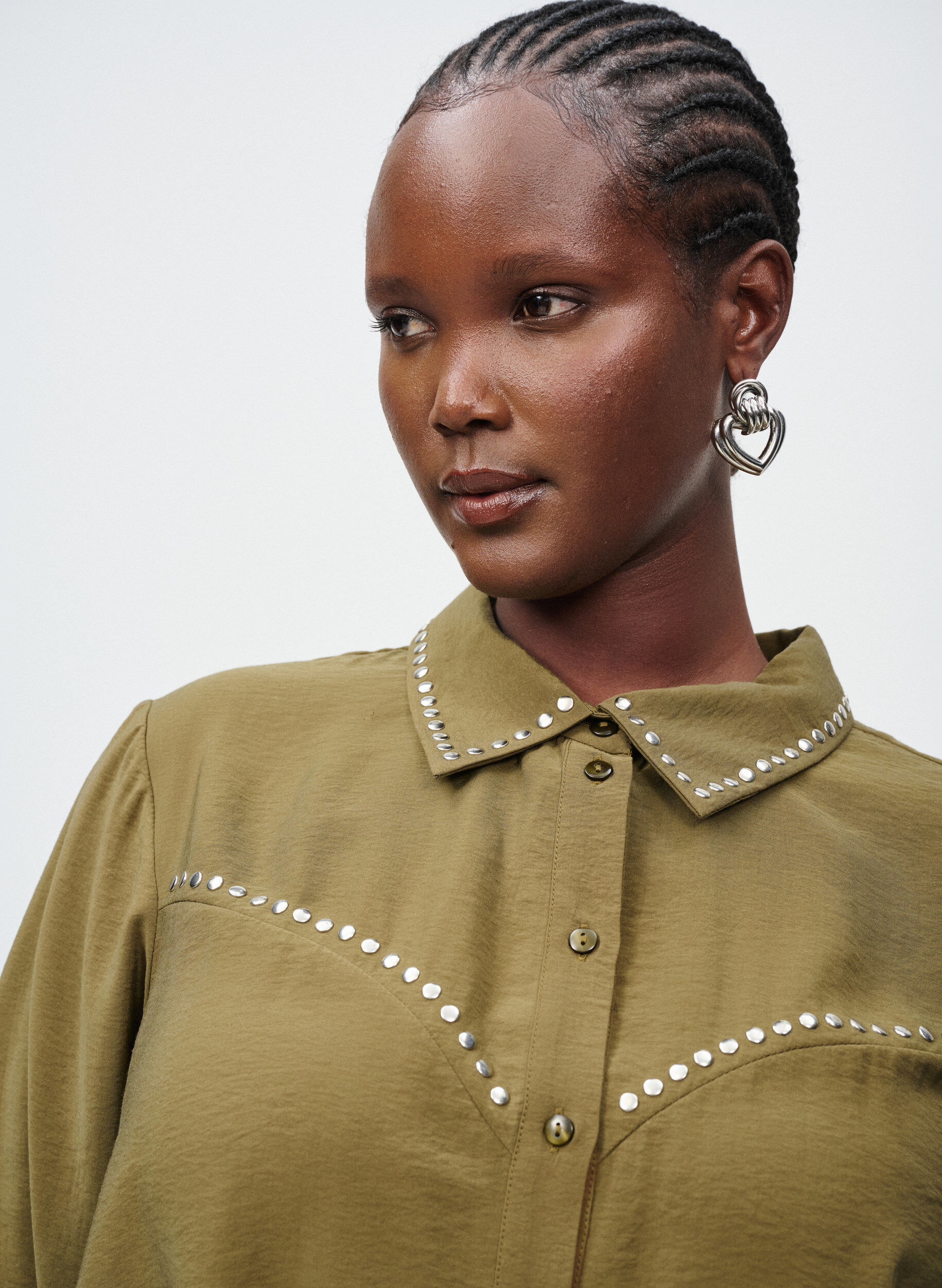 ZizziShirt met studs, Groen, Image image number 0