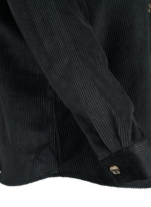 Fluwelen overhemd met lange mouwen en borstzakken, Black, Packshot image number 3