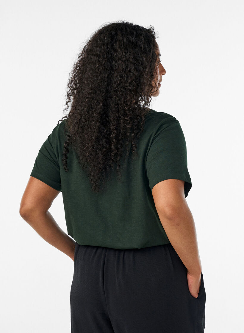 T-shirt met knoopdetail, Groen, Model image number 2