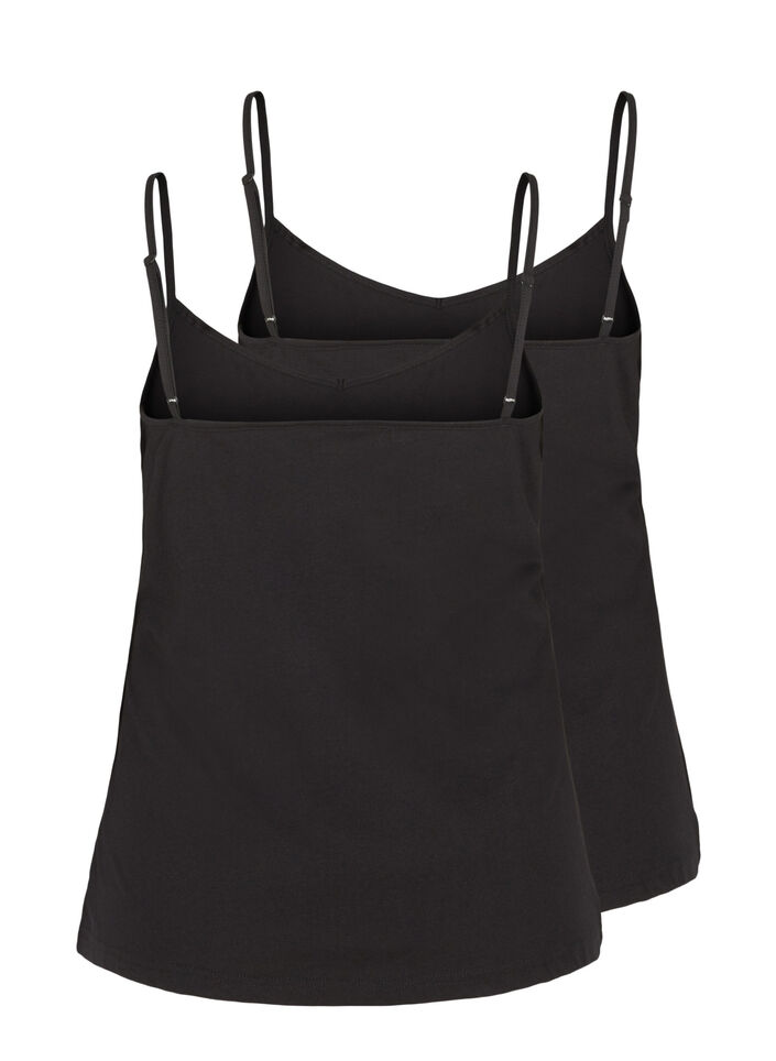 Set van 2 basic katoenen tops, Black, Packshot image number 1