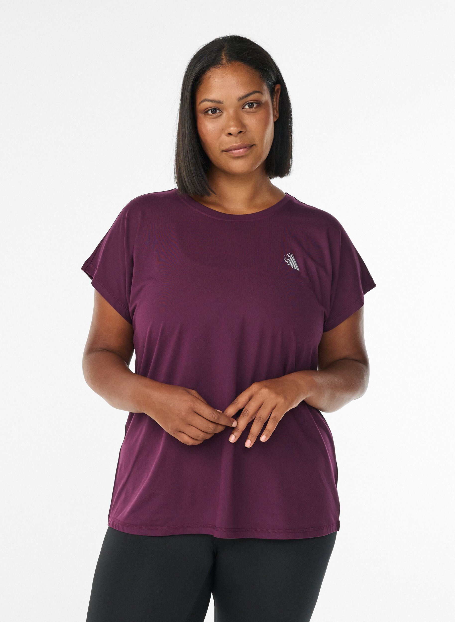 ZizziT-shirt de sport couleur unie, Violet, Model image number 0