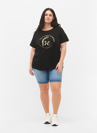T-shirt en coton biologique avec impression , Black W. Be G. Foil, Model image number 2