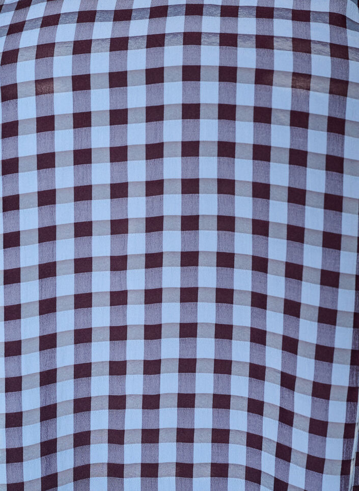 Tunic met ginghamruit en ruchekraag, Blauw, Packshot image number 2