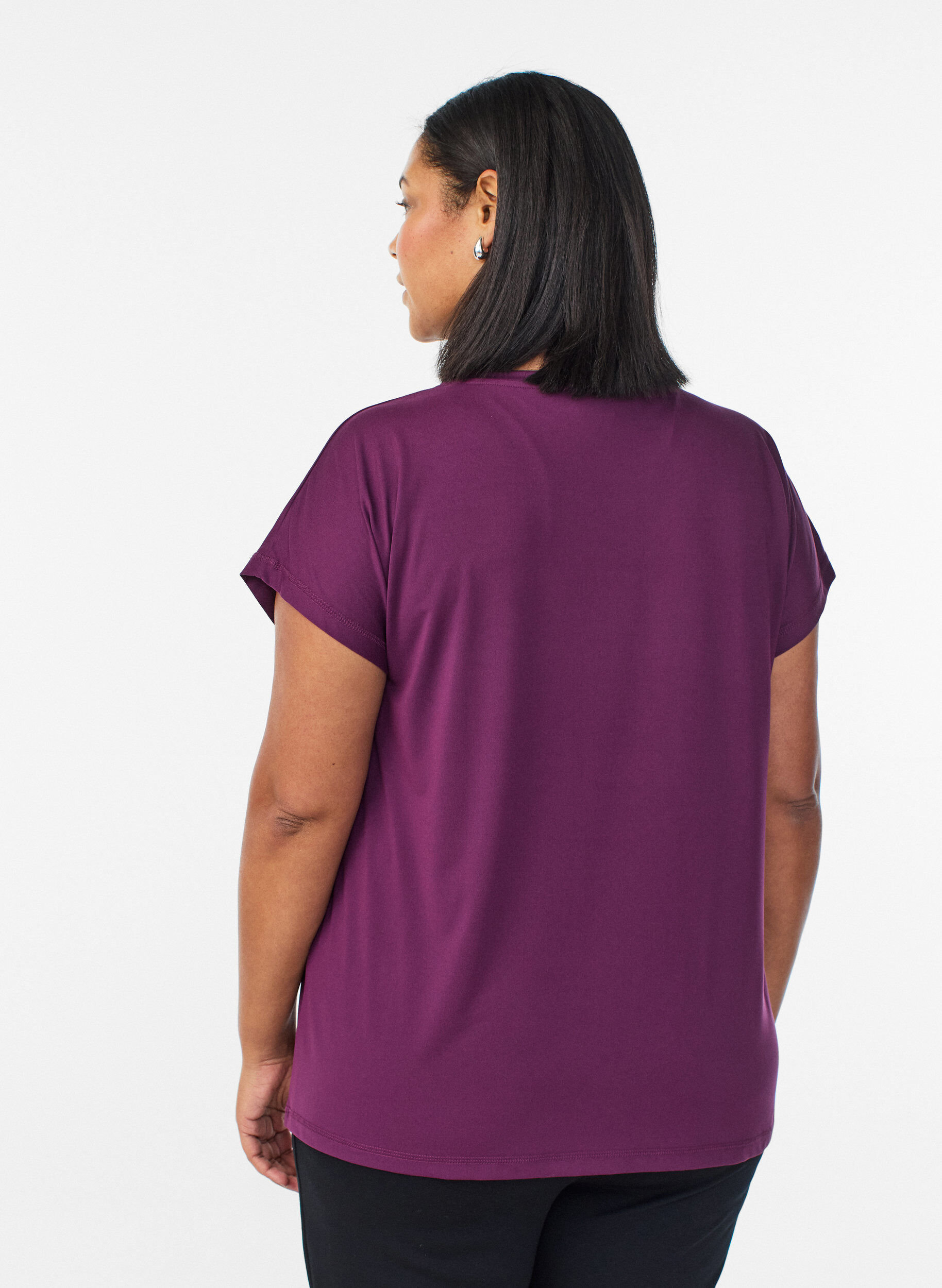 ZizziEffen gekleurd trainingsshirt, Paars, Model image number 2