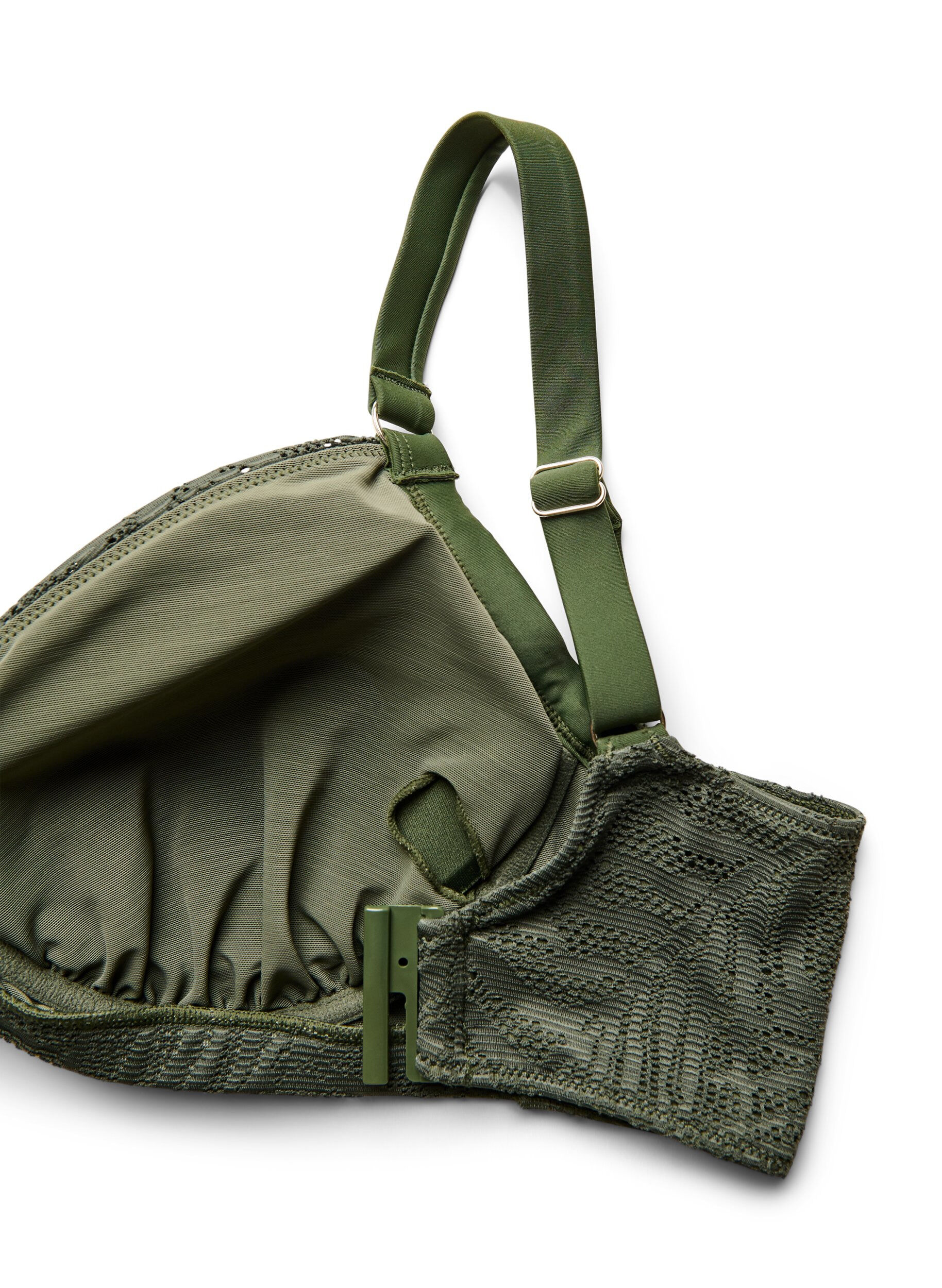 ZizziBraziliaanse bikinislip in gestructureerd mesh, Groen, Packshot image number 3