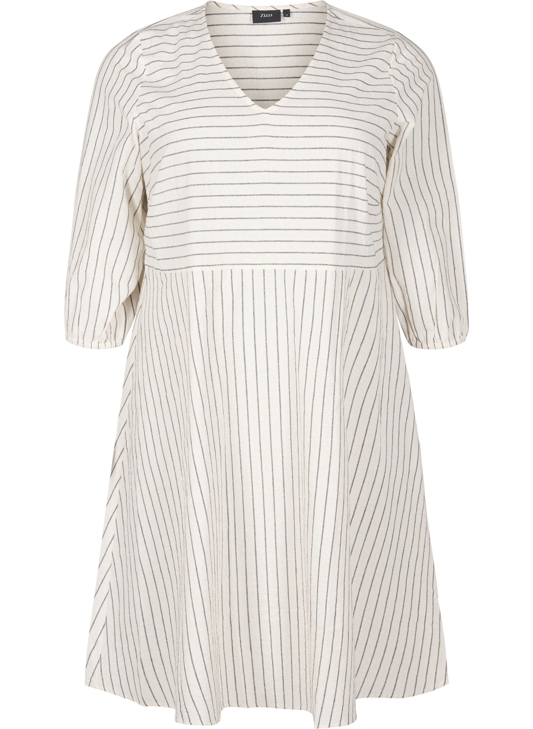 Knie-lange jurk met strepen en 3/4 mouwen
