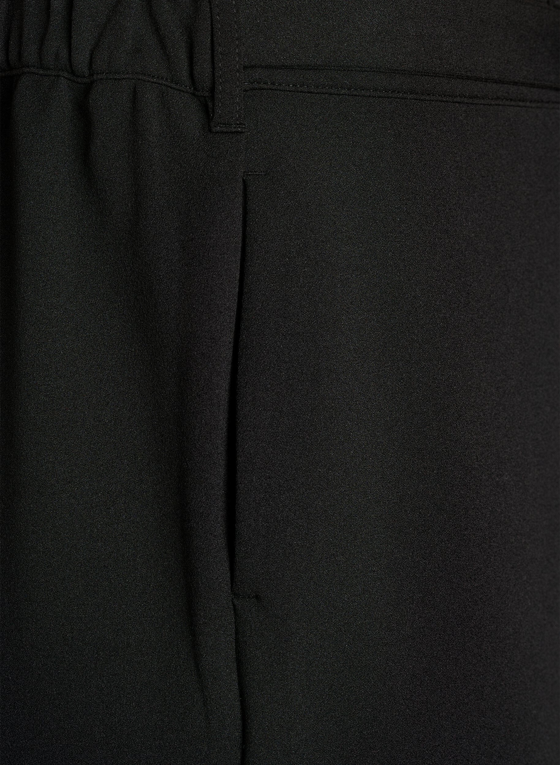 Zizzi Pantalon taille haute avec ceinture et boucle dor&eacute;e, Noir, Packshot image number 3