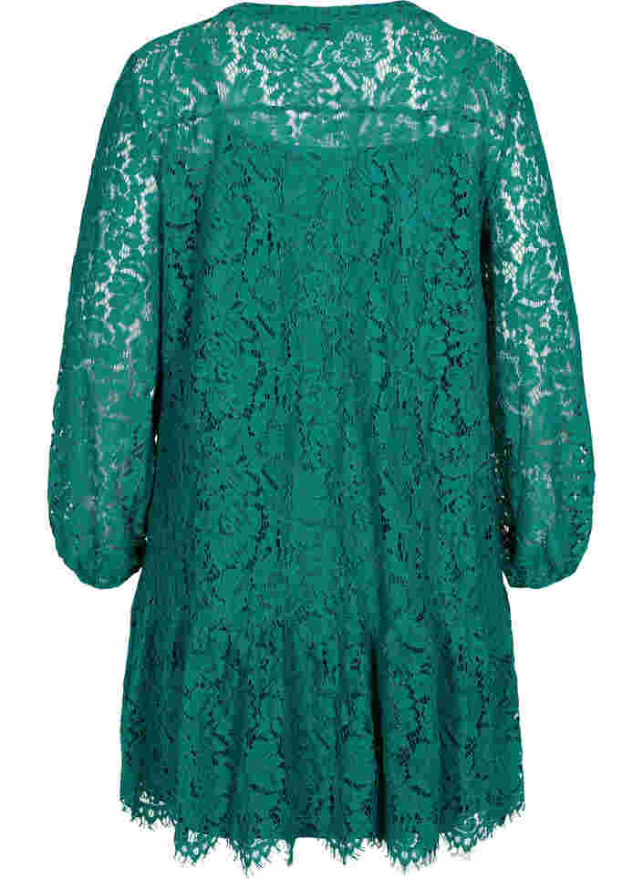 Kanten jurk met lange mouwen, Evergreen, Packshot image number 1