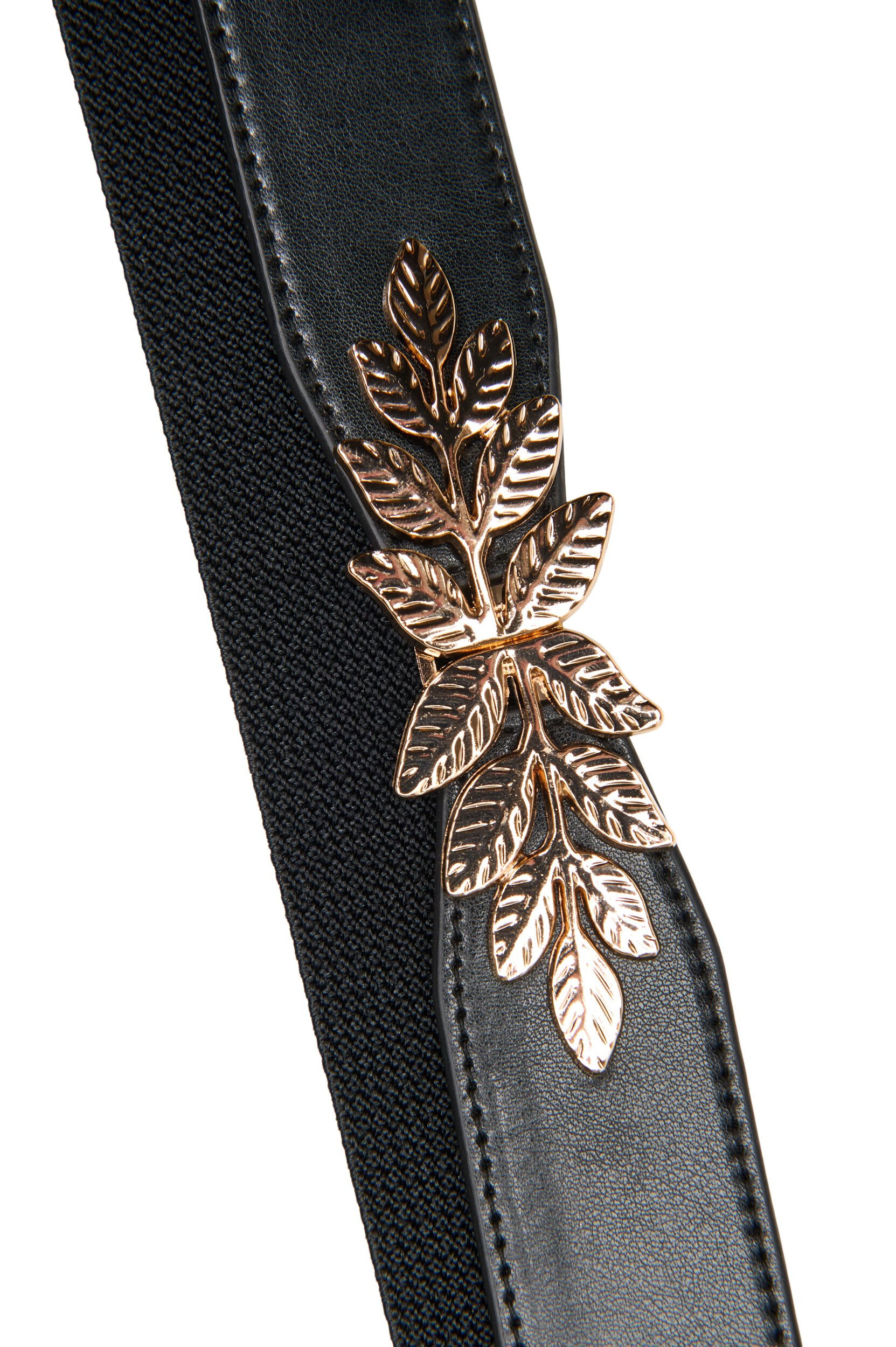 ZizziCeinture de taille fine &agrave; boucle en forme de feuille, Noir, Packshot image number 1