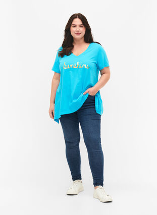 T-shirt en coton à manches courtes, Blue Atoll Sunshine, Model image number 2
