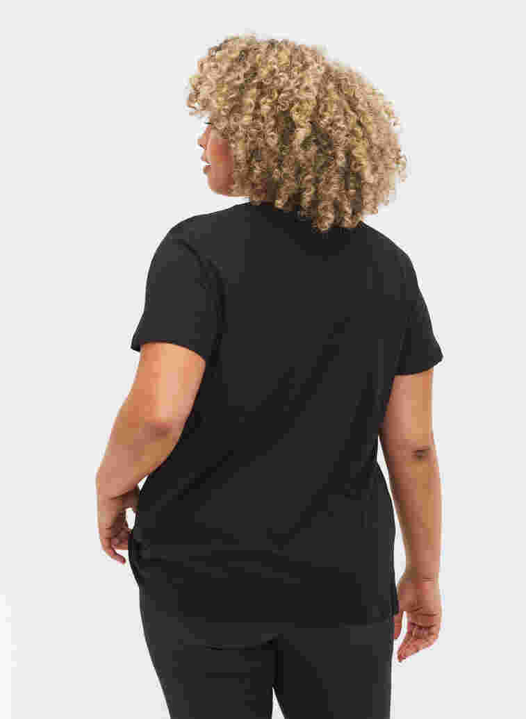 Haut d'entraînement en coton avec imprimé, Black w. inhale logo, Model image number 1