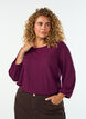 Blouse met textuur en 3/4 mouwen, Paars, Model image number 0