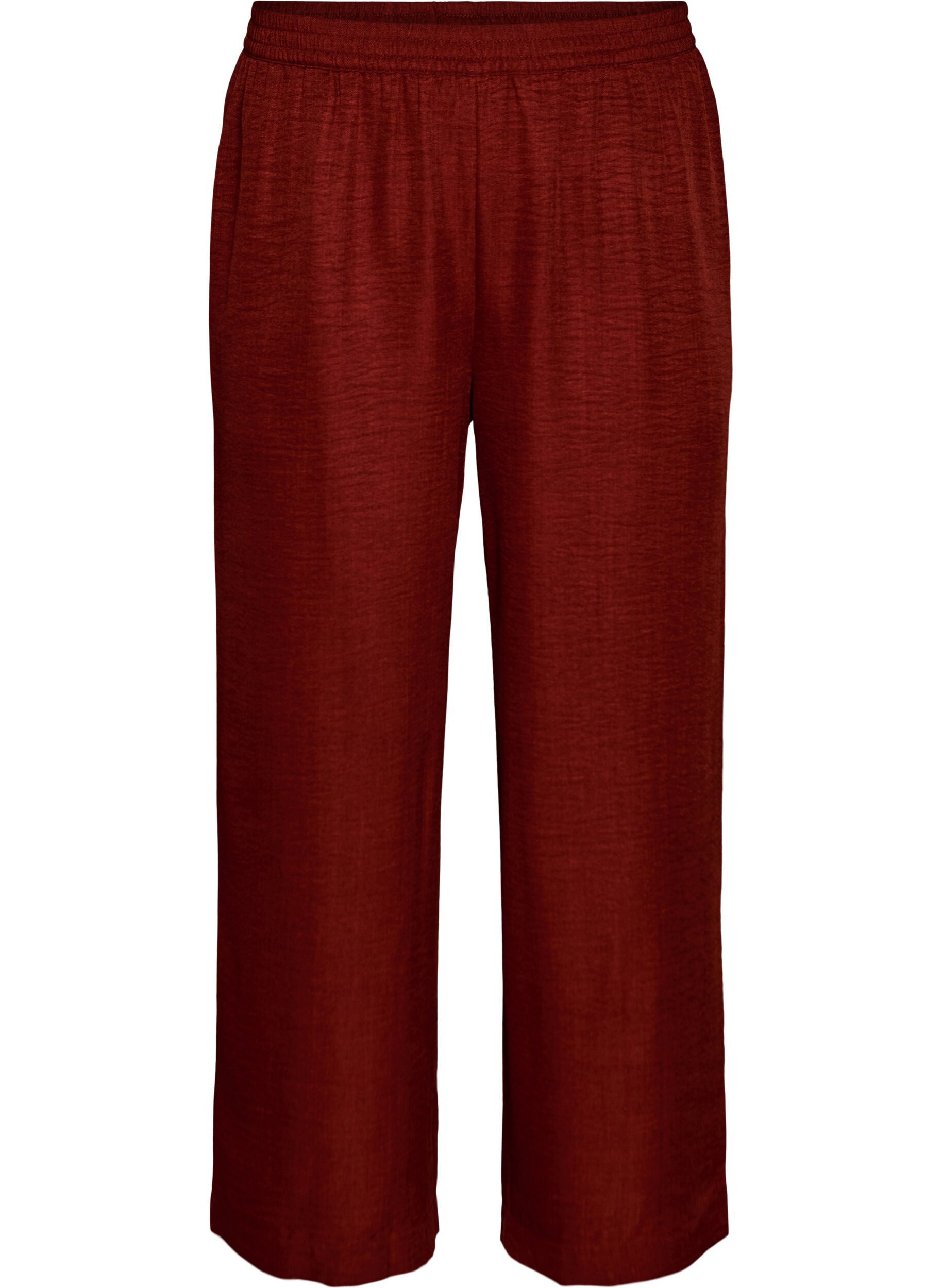 ZizziPantalon ample avec ceinture &eacute;lastique et poches, Bordeaux, Packshot image number 0