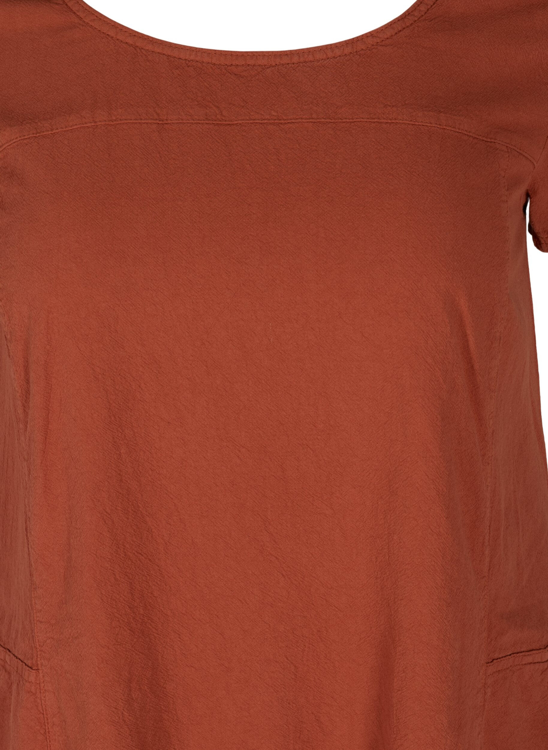 ZizziKatoenen jurk met korte mouwen, Oranje, Packshot image number 2