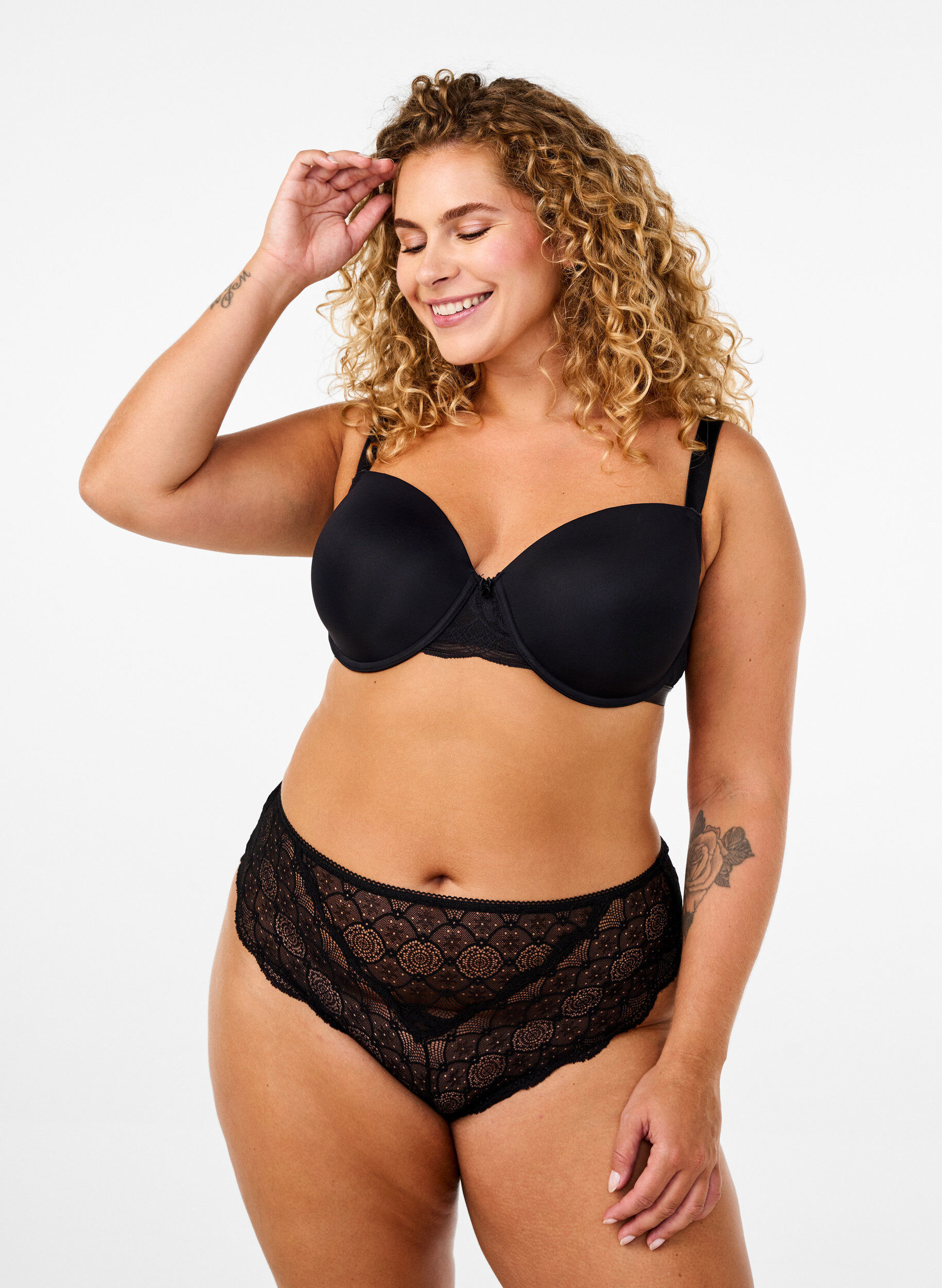Zizzi Culotte br&eacute;silienne en dentelle, Black, Model image number 0