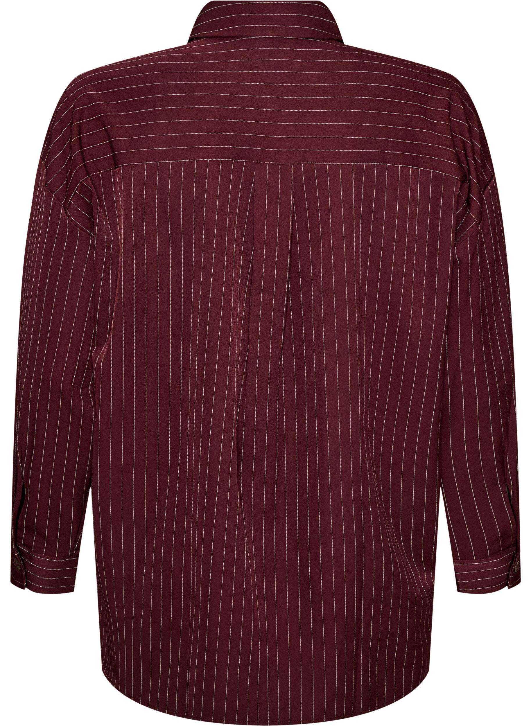ZizziGestreept overhemd met borstzakken, Rood, Packshot image number 1