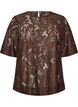 Blouse en dentelle avec manches courtes, Marron, Packshot image number 0