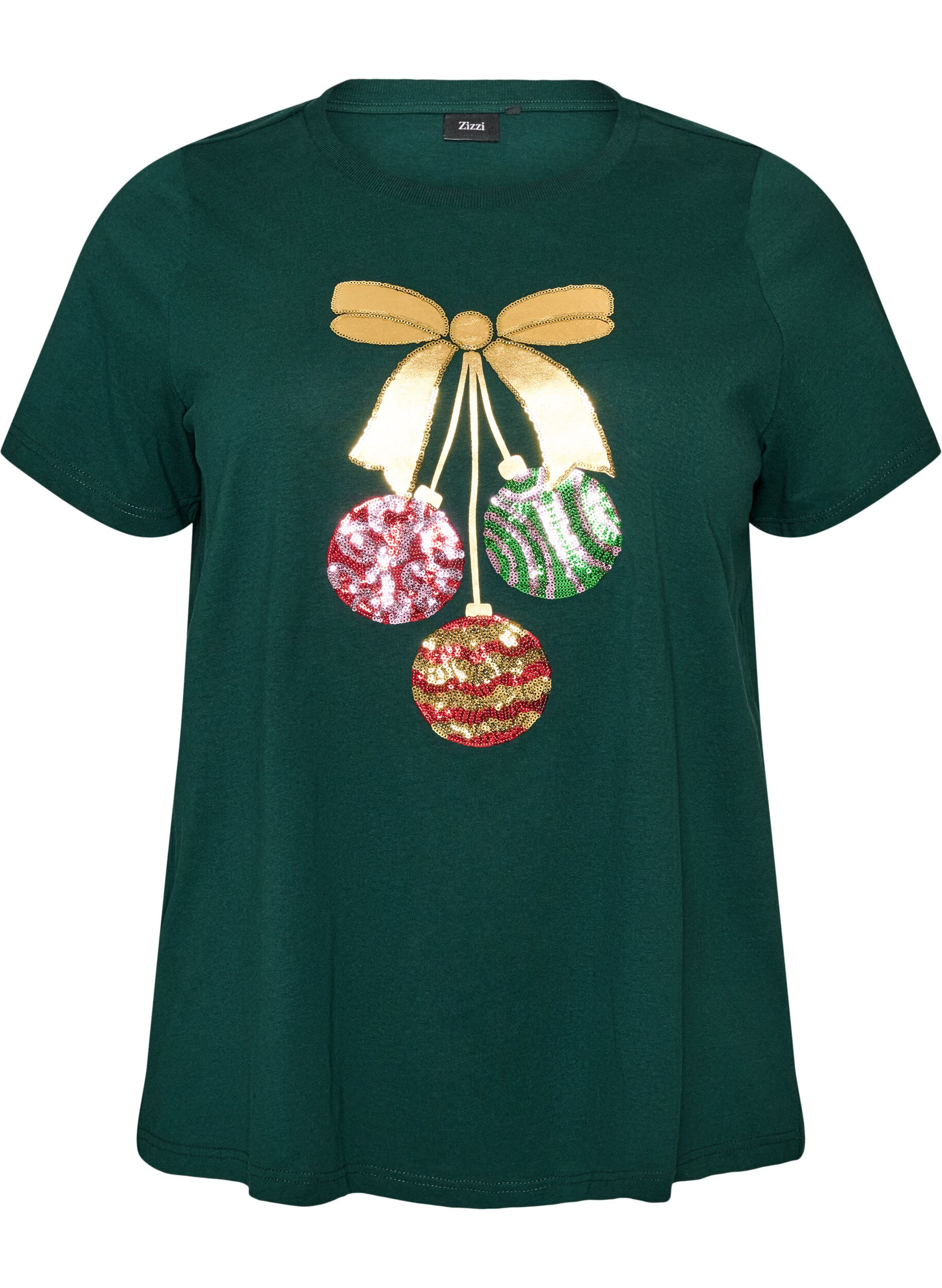 ZizziKerst T-shirt van biologisch katoen, Groen, Packshot image number 0