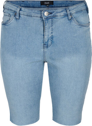 Short long en jean de coton, Blue denim, Packshot image number 0