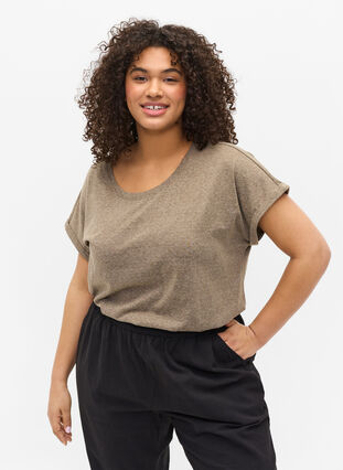 T-shirt chiné en coton, Falcon Melange, Model image number 0